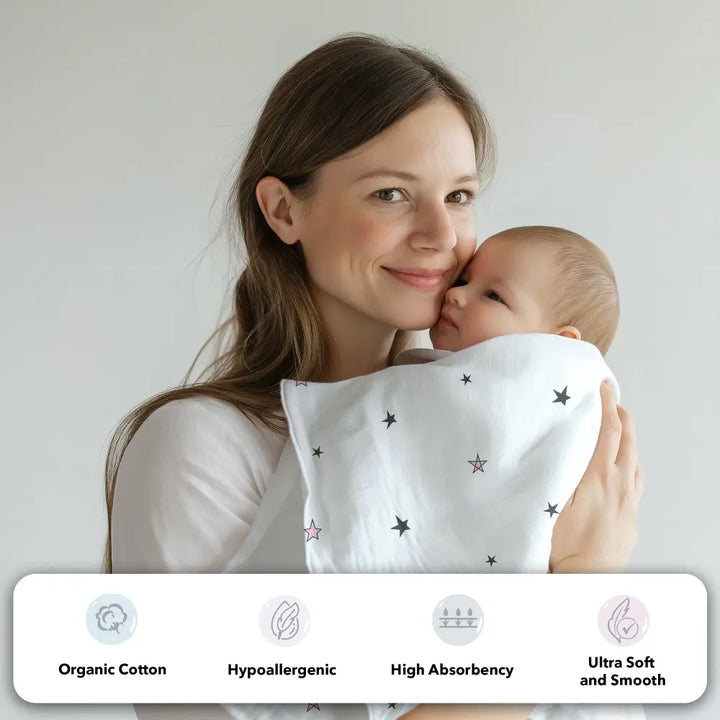 The White Cradle Baby Nursery Swaddle Blanket Wrap 2pcs - Pink &amp; Grey