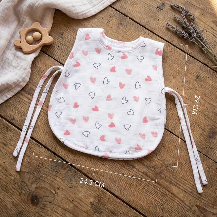 The White Cradle Organic Cotton Muslin Jhablas for Newborn Baby Boy and Girl | Pack of 2 Embroidered &amp; Printed Pink Heart with Butterfly Jabala | Unisex Baby Vest, Soft &amp; Breathable All-Season Wear