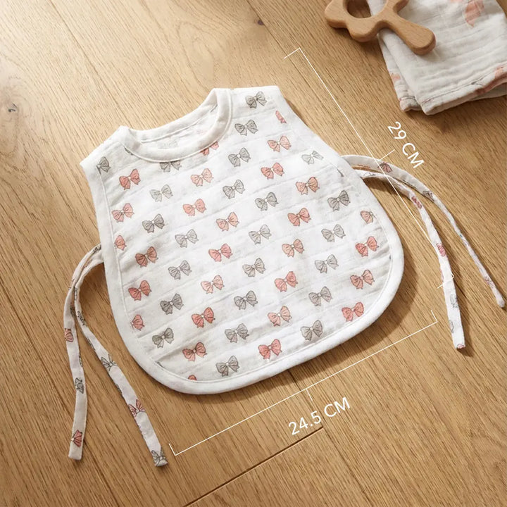 The White Cradle Organic Cotton Muslin Jhablas for Newborn Baby Boy and Girl | Pack of 2 Embroidered &amp; Printed Pink Bow with Ice Cream Jabala | Unisex Baby Vest, Soft &amp; Breathable All-Season Wear