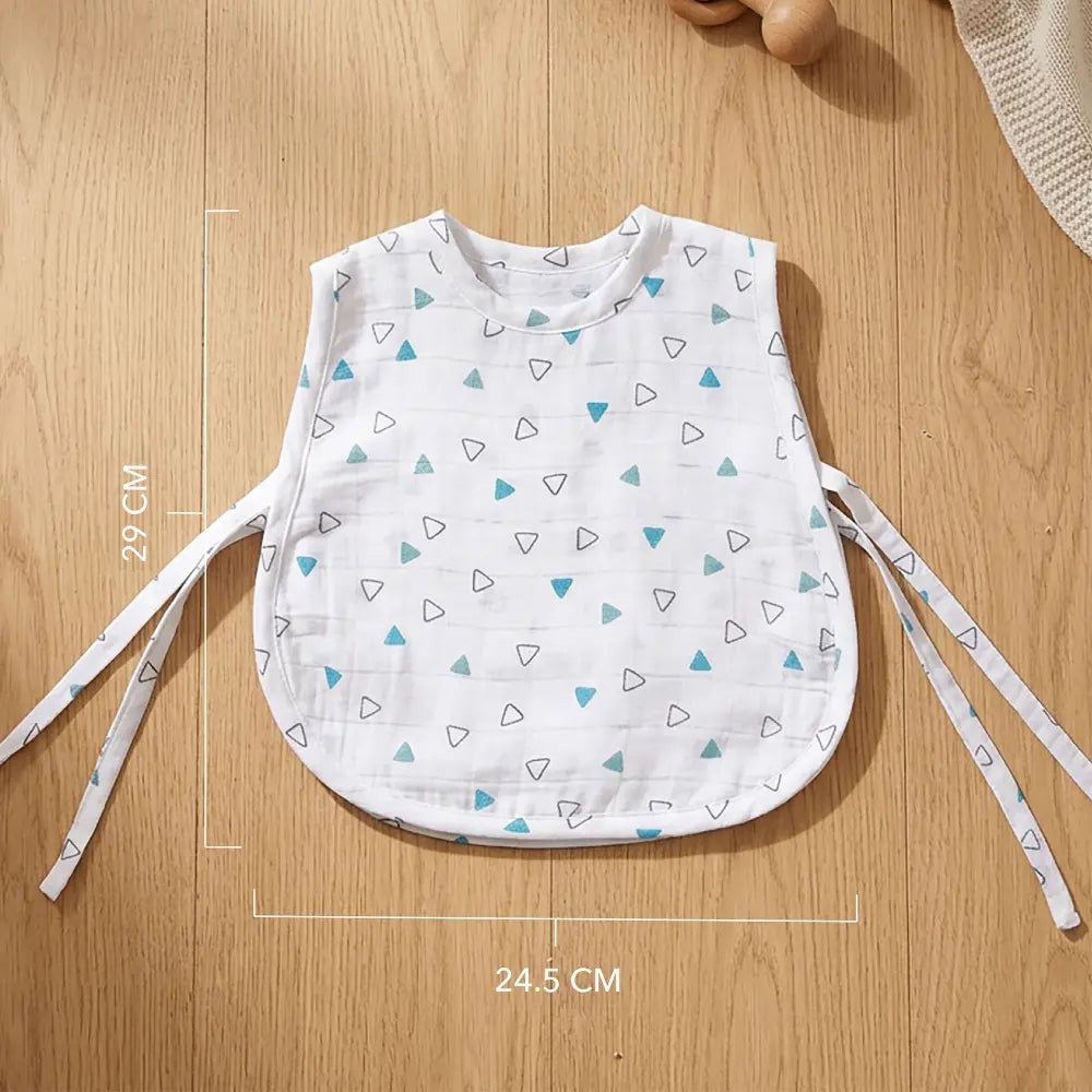 The White Cradle Organic Cotton Muslin Jhablas for Newborn Baby Boy and Girl | Pack of 2 Embroidered &amp; Printed Blue Triangle with Mushroom Jabala | Unisex Baby Vest, Soft &amp; Breathable All-Season Wear