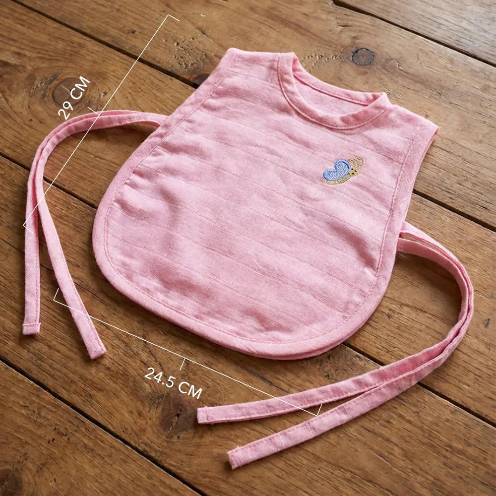 The White Cradle Organic Cotton Muslin Jhablas for Newborn Baby Boy and Girl | Pack of 2 Embroidered &amp; Printed Pink Heart with Butterfly Jabala | Unisex Baby Vest, Soft &amp; Breathable All-Season Wear