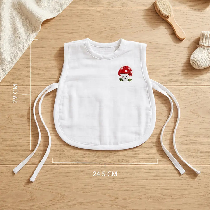 The White Cradle Organic Cotton Muslin Jhablas for Newborn Baby Boy and Girl | Pack of 2 Embroidered &amp; Printed Blue Triangle with Mushroom Jabala | Unisex Baby Vest, Soft &amp; Breathable All-Season Wear