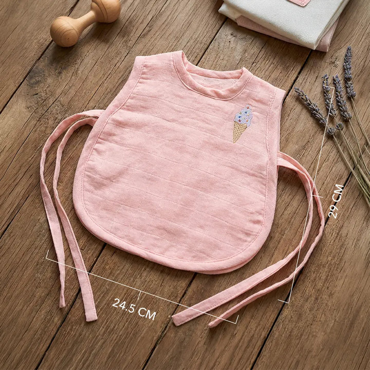 The White Cradle Organic Cotton Muslin Jhablas for Newborn Baby Boy and Girl | Pack of 2 Embroidered &amp; Printed Pink Bow with Ice Cream Jabala | Unisex Baby Vest, Soft &amp; Breathable All-Season Wear