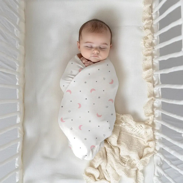 The White Cradle Baby Nursery Swaddle Blanket Wrap 2pcs - Pink &amp; Grey