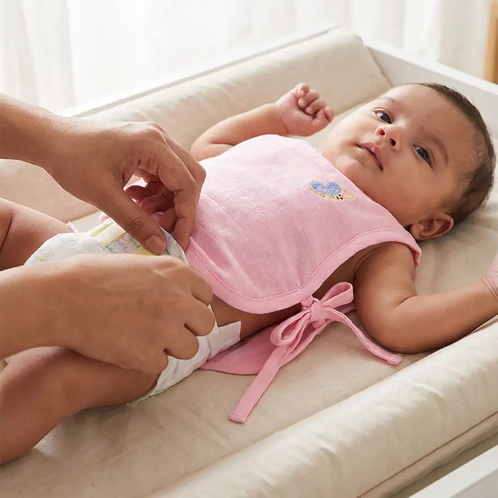 The White Cradle Organic Cotton Muslin Jhablas for Newborn Baby Boy and Girl | Pack of 2 Embroidered &amp; Printed Pink Heart with Butterfly Jabala | Unisex Baby Vest, Soft &amp; Breathable All-Season Wear
