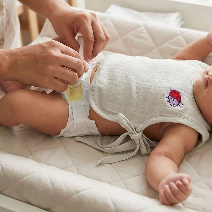 The White Cradle Organic Cotton Muslin Jhablas for Newborn Baby Boy and Girl | Pack of 2 Embroidered &amp; Printed Blue Bow with Beetle Jabala | Unisex Baby Vest, Soft &amp; Breathable All-Season Wear