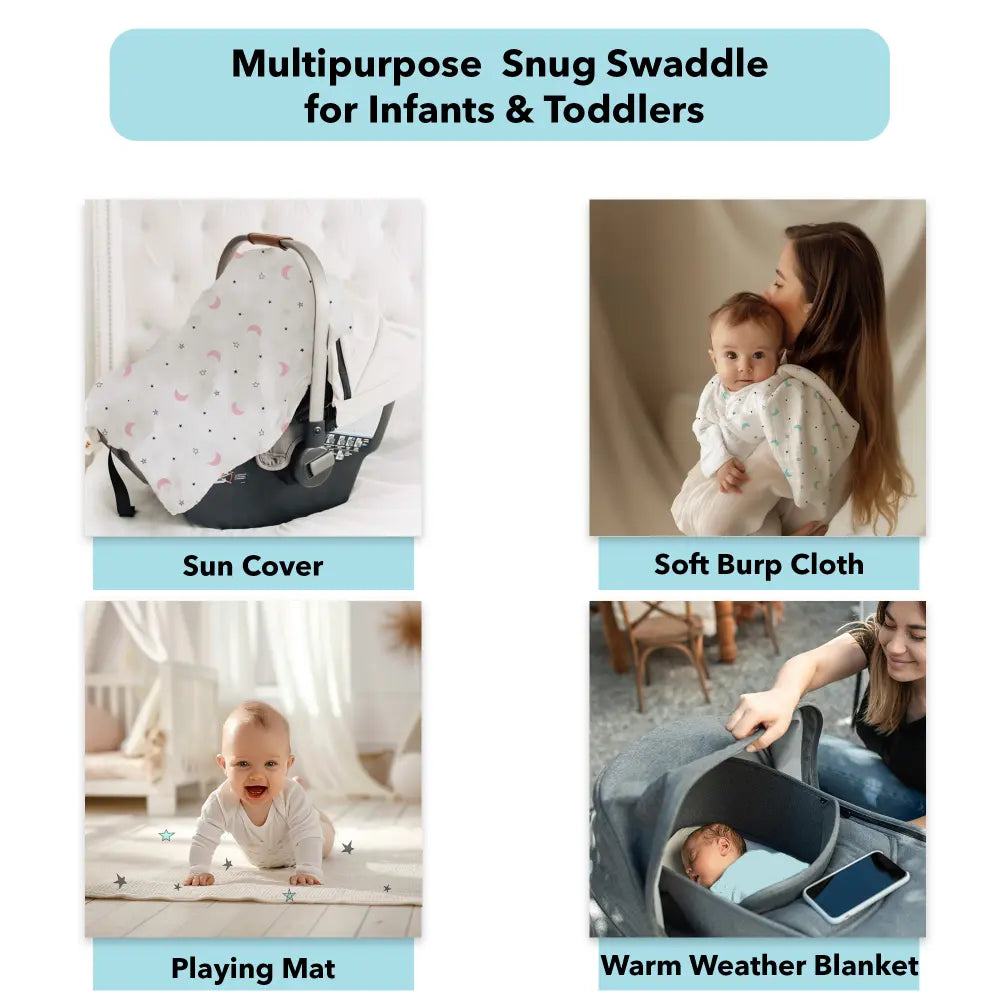 The White Cradle Baby Nursery Swaddle Blanket Wrap 2pcs - Blue &amp; Grey