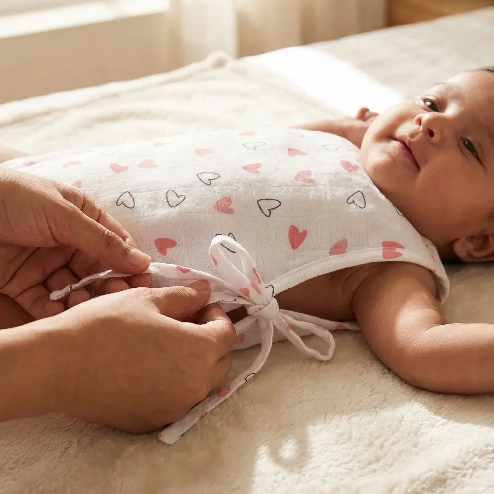 The White Cradle Organic Cotton Muslin Jhablas for Newborn Baby Boy and Girl | Pack of 2 Embroidered &amp; Printed Pink Heart with Butterfly Jabala | Unisex Baby Vest, Soft &amp; Breathable All-Season Wear