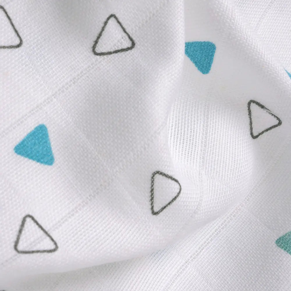 The White Cradle Organic Cotton Muslin Jhablas for Newborn Baby Boy and Girl | Pack of 2 Embroidered &amp; Printed Blue Triangle with Mushroom Jabala | Unisex Baby Vest, Soft &amp; Breathable All-Season Wear