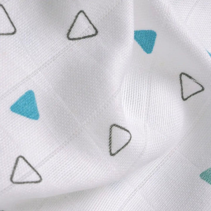 The White Cradle Organic Cotton Muslin Jhablas for Newborn Baby Boy and Girl | Pack of 2 Embroidered &amp; Printed Blue Triangle with Mushroom Jabala | Unisex Baby Vest, Soft &amp; Breathable All-Season Wear