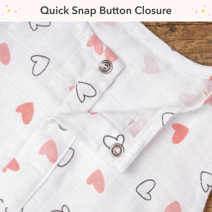 The White Cradle Organic Cotton Baby Romper for Newborn Baby Boy &amp; Girl | Pack of 2 Pink Heart with Peach Bird Infant Rompers | Snap Button Crotch for Easy Diaper Change | Soft Summer Baby Outfit