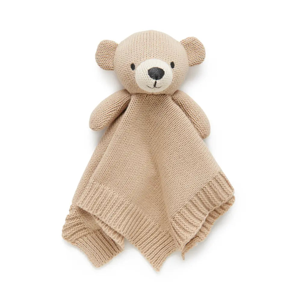 Purebaby Unisex Organic Cotton Knitted Bear Comforter