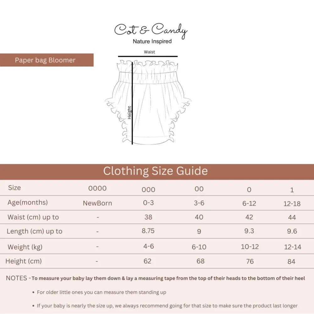 Cot &amp; Candy Baby Organic Muslin High Waist Bloomer-Oatmeal