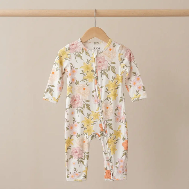 Bubz Bamboo Baby Zipsuit - Petal Parade