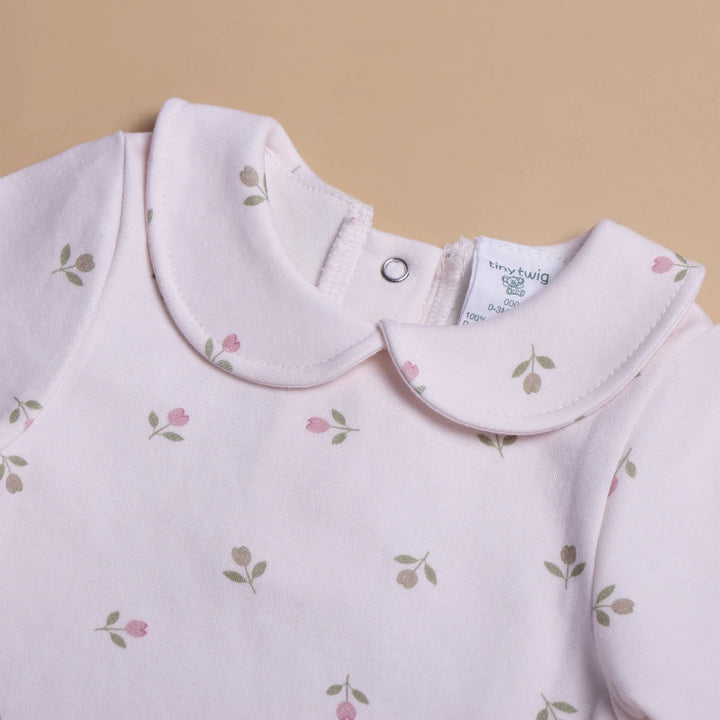 Tiny Twig Tulips Peterpan Bodysuit - Blush
