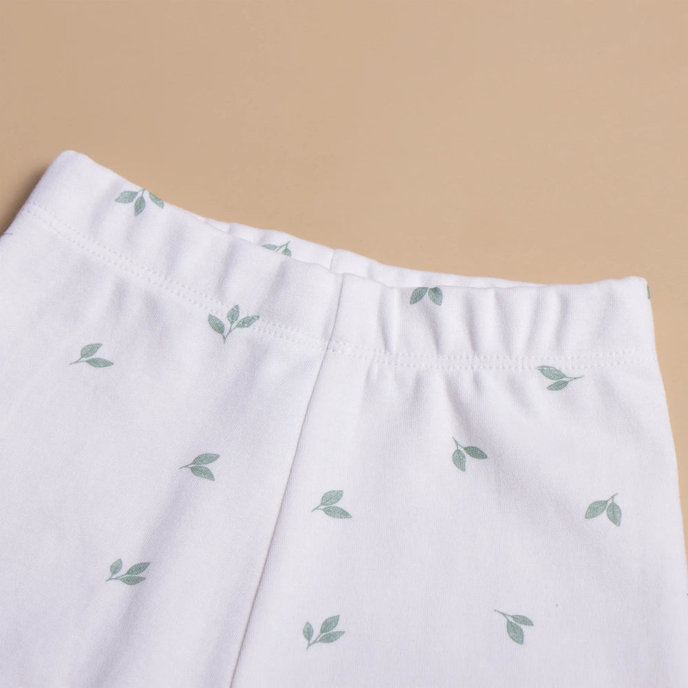 Tiny Twig Leaves Peterpan Dress Set - Sage