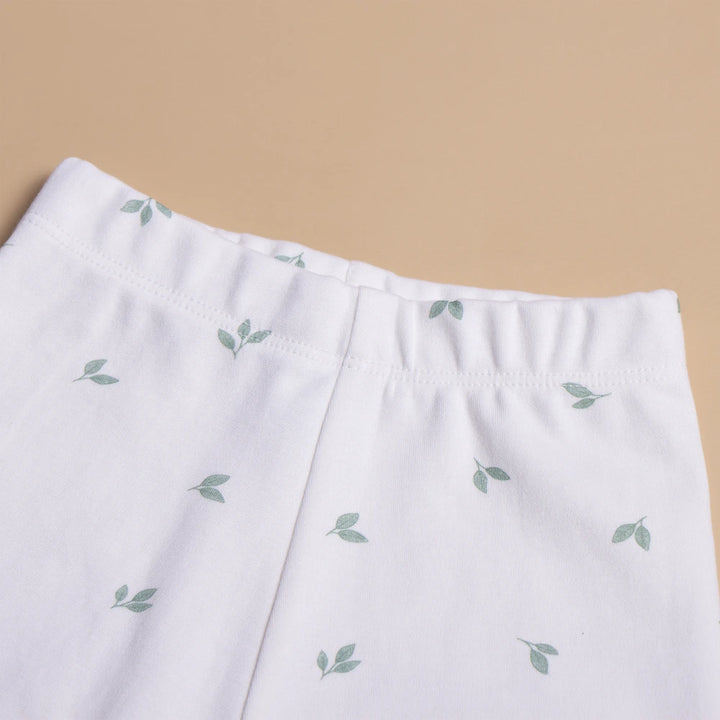 Tiny Twig Leaves Peterpan Dress Set - Sage
