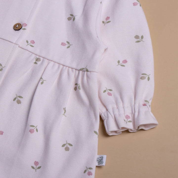 Tiny Twig Tulips Peterpan Dress Set - Blush