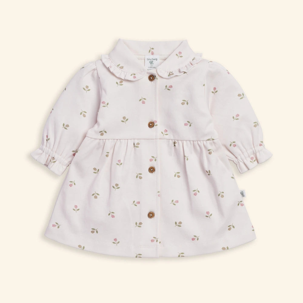 Tiny Twig Tulips Peterpan Dress Set - Blush