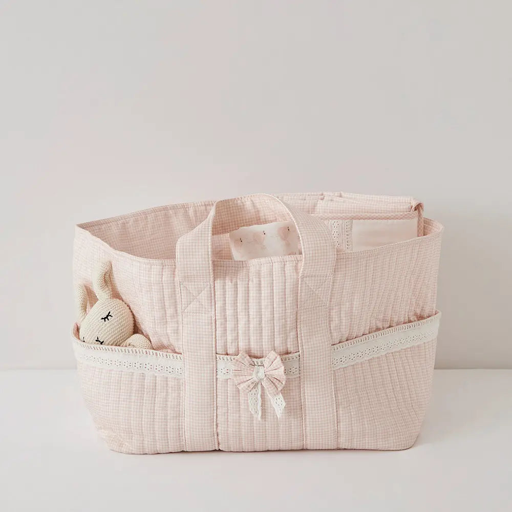 Annasimona Kids Diaper Caddy - Pink Checks