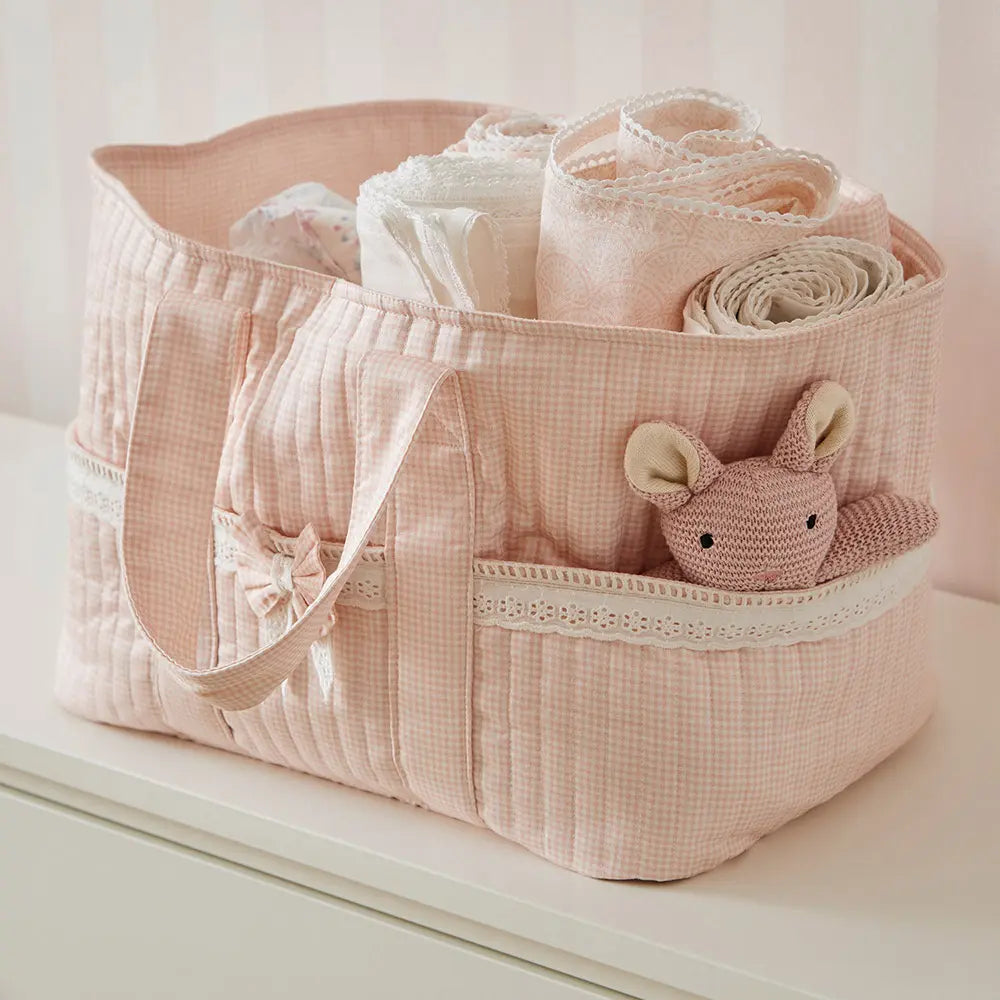 Annasimona Kids Diaper Caddy - Pink Checks