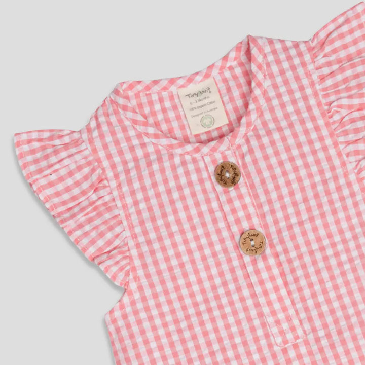 Tiny Twig Berry Gingham Playsuit Cap Sleeve