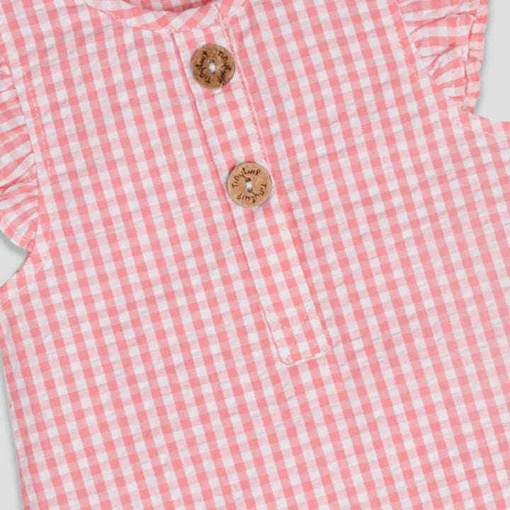 Tiny Twig Berry Gingham Playsuit Cap Sleeve