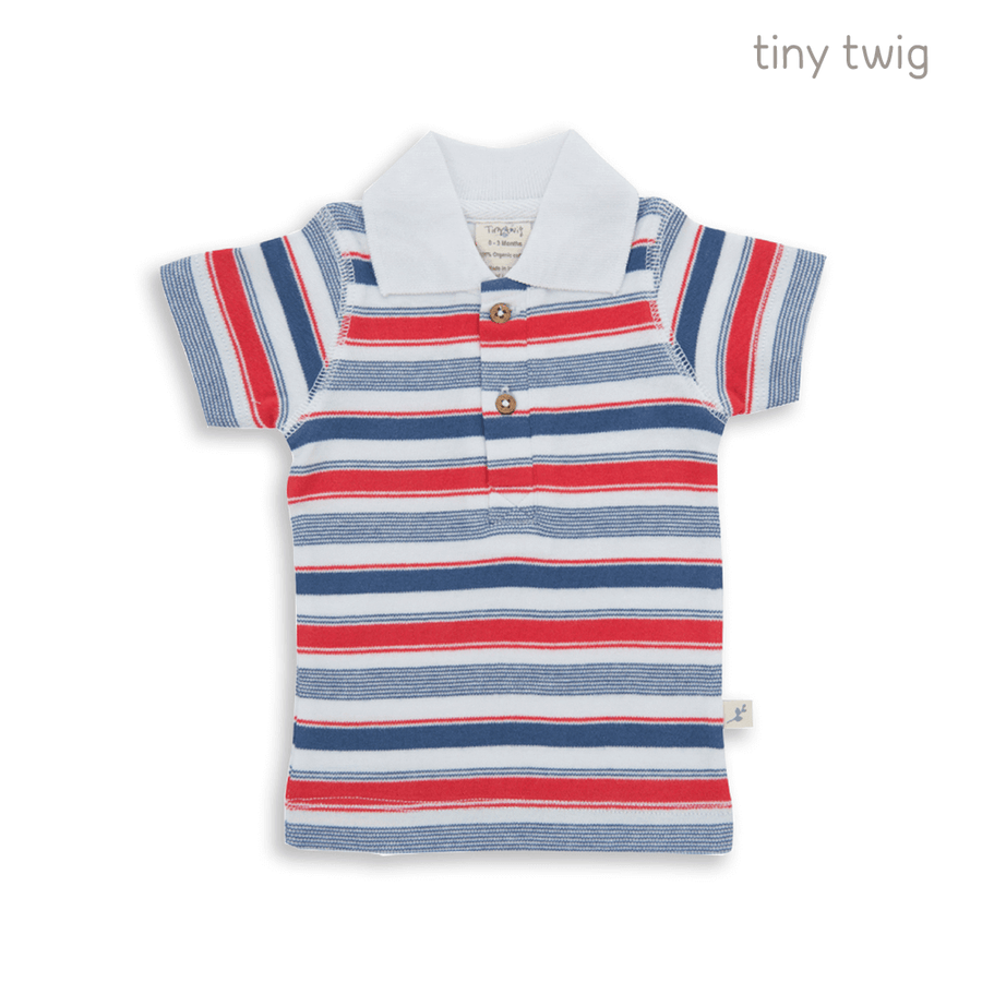 Tiny Twig Polo Tee Mariner Stripes