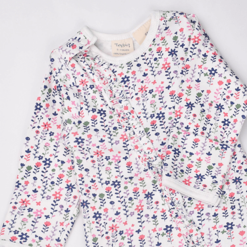 Tiny Twig Long Sleeve Frill Zipsuit - Pretty Florals