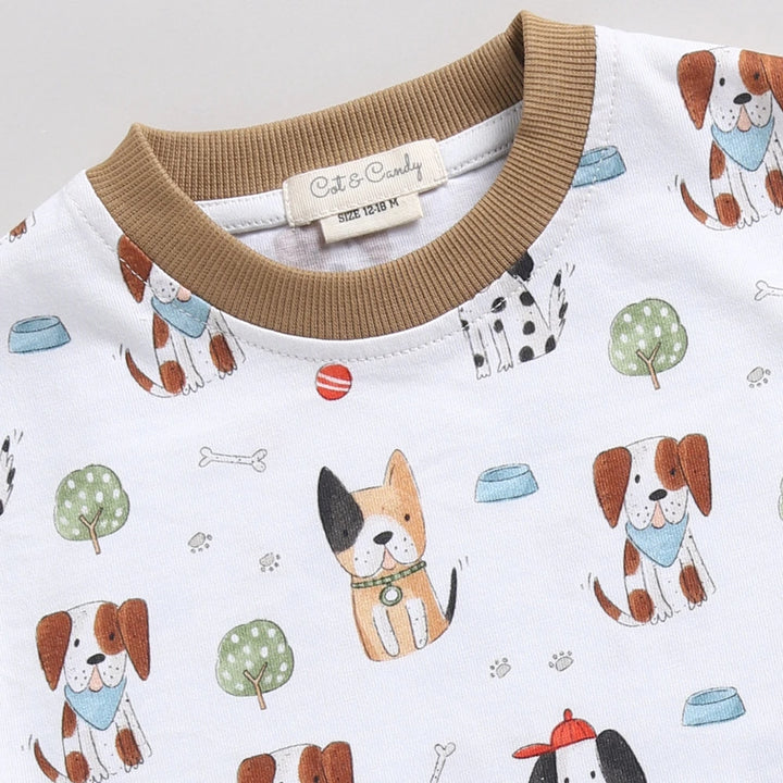 Cot &amp; Candy Baby Organic Oversized Tee with jogger - Puppy Club