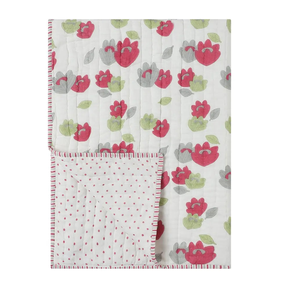 Dulaar Reversible Mulmul Quilt | Hand-Block Printed - Breezy Buds