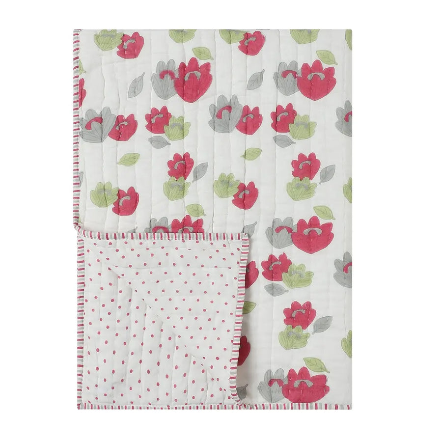 Dulaar Reversible Mulmul Quilt | Hand-Block Printed - Breezy Buds