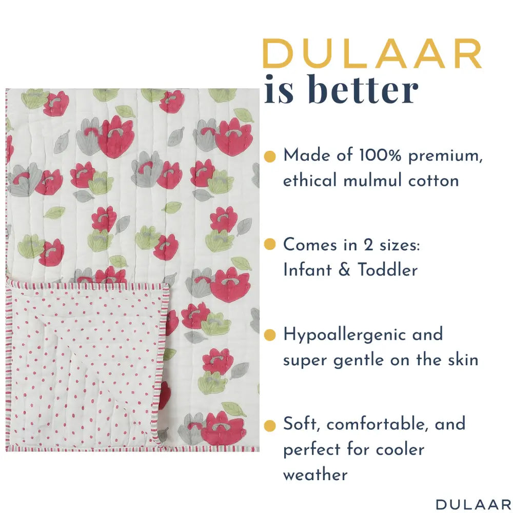 Dulaar Reversible Mulmul Quilt | Hand-Block Printed - Breezy Buds