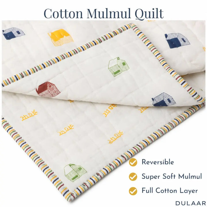 Dulaar Reversible Mulmul Quilt | Hand-Block Printed - Mera Ghar