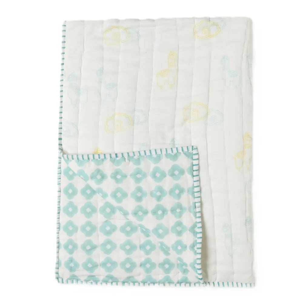 Dulaar Reversible Mulmul Quilt | Hand-Block Printed - Llama Love