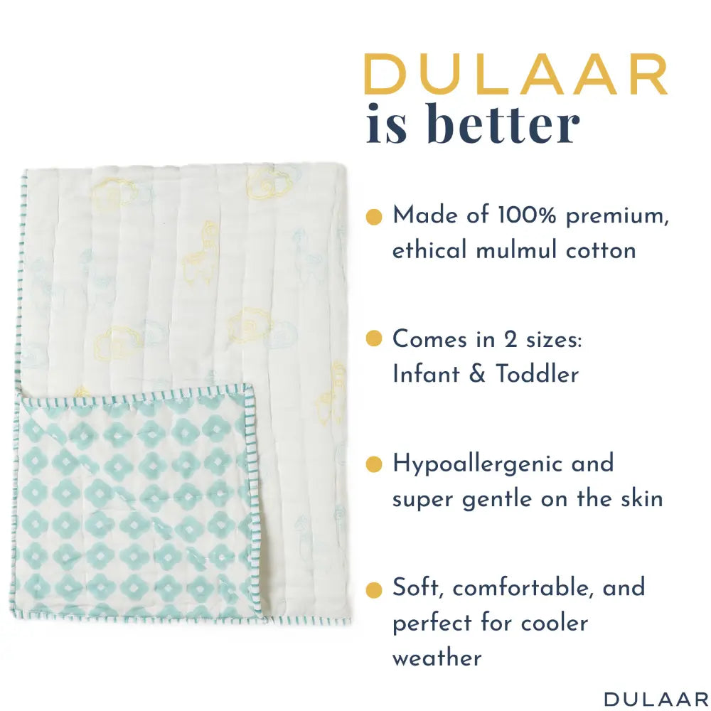 Dulaar Reversible Mulmul Quilt | Hand-Block Printed - Llama Love