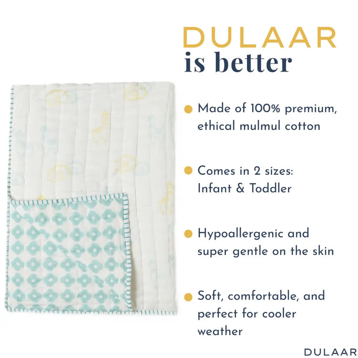 Dulaar Reversible Mulmul Quilt | Hand-Block Printed - Llama Love