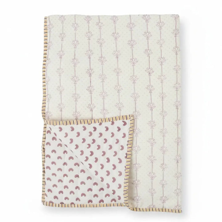 Dulaar Reversible Mulmul Quilt - Dotted Lotus