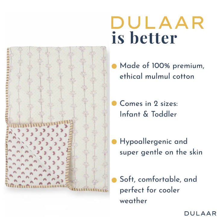 Dulaar Reversible Mulmul Quilt - Dotted Lotus