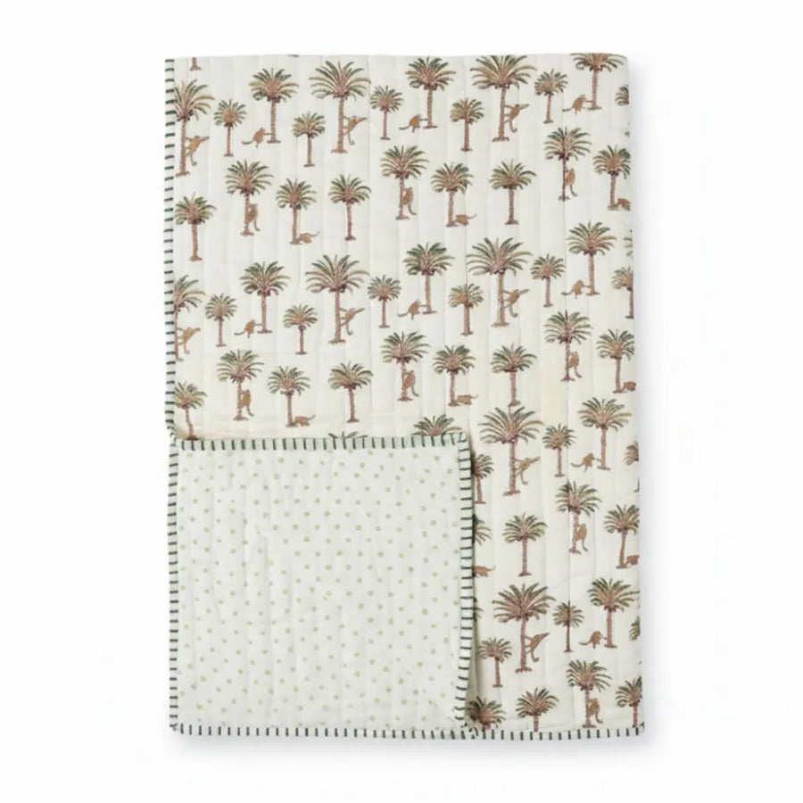 Dulaar Reversible Mulmul Quilt | Hand-Block Printed - Langoor Party