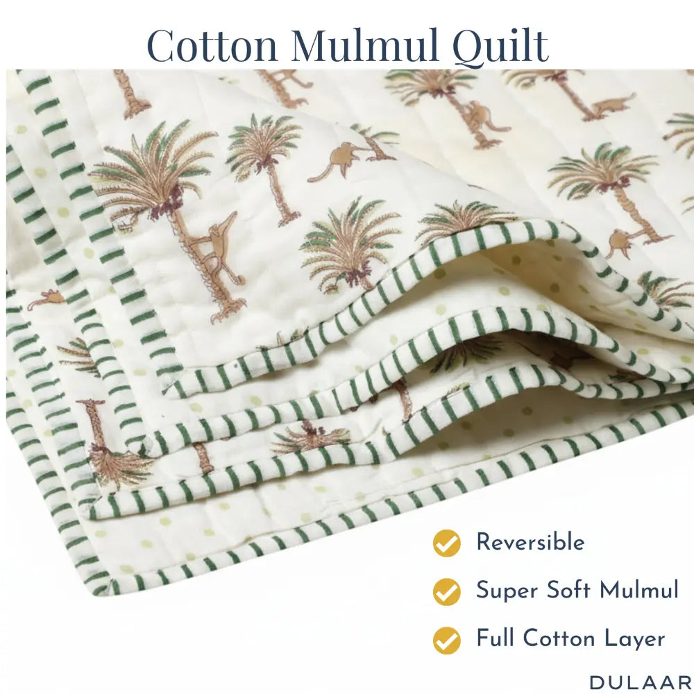 Dulaar Reversible Mulmul Quilt - Langoor Party
