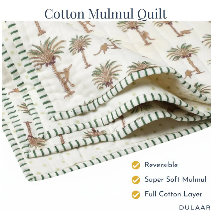 Dulaar Reversible Mulmul Quilt - Langoor Party