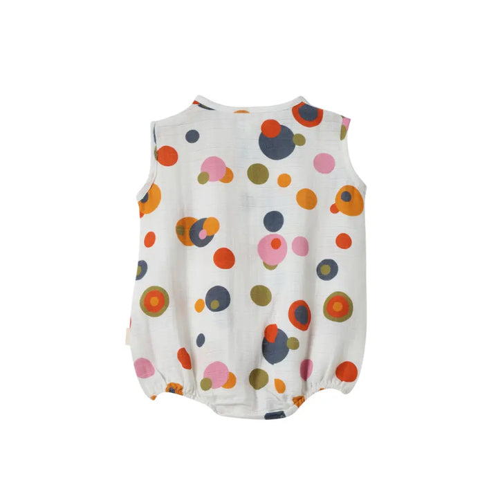 Dulaar Organic Muslin Romper - Blue Pops