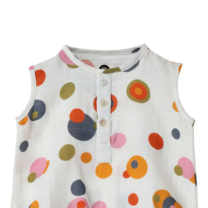 Dulaar Organic Muslin Romper - Blue Pops