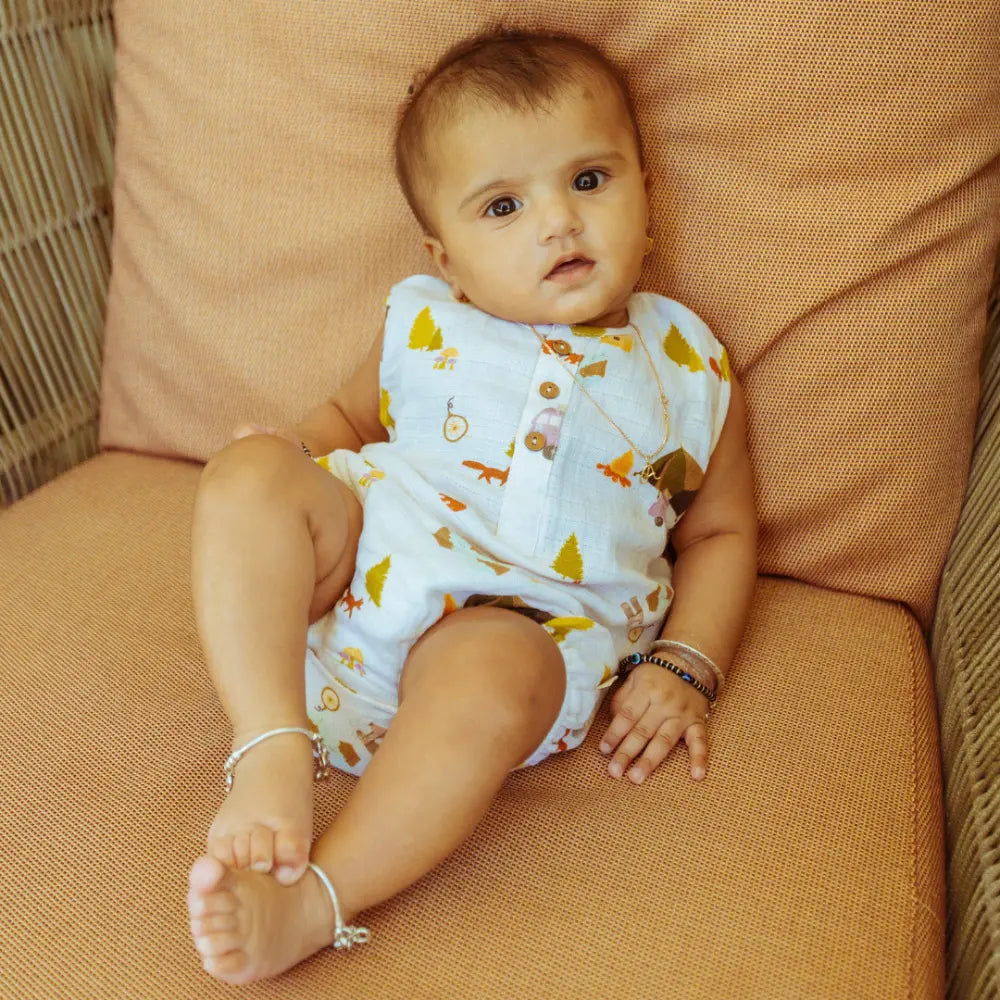 Dulaar Organic Muslin Romper - The Happy Camper