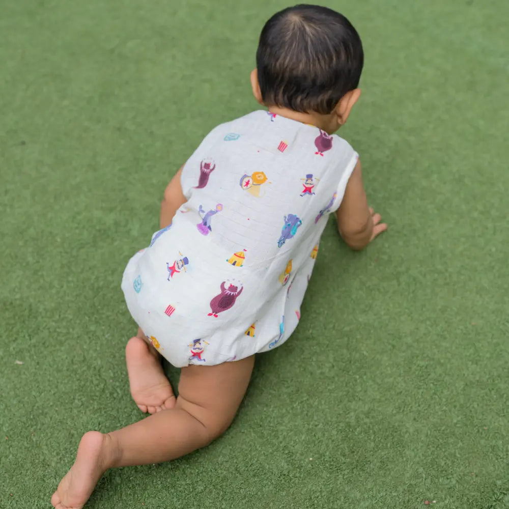 Dulaar Organic Muslin Romper - Life is a Circus
