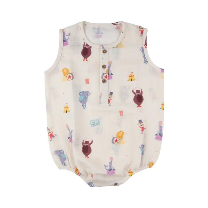 Dulaar Organic Muslin Romper - Life is a Circus
