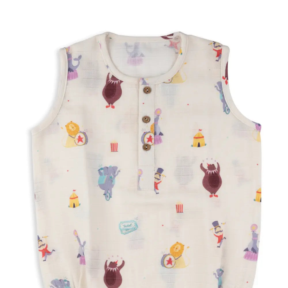 Dulaar Organic Muslin Romper - Life is a Circus