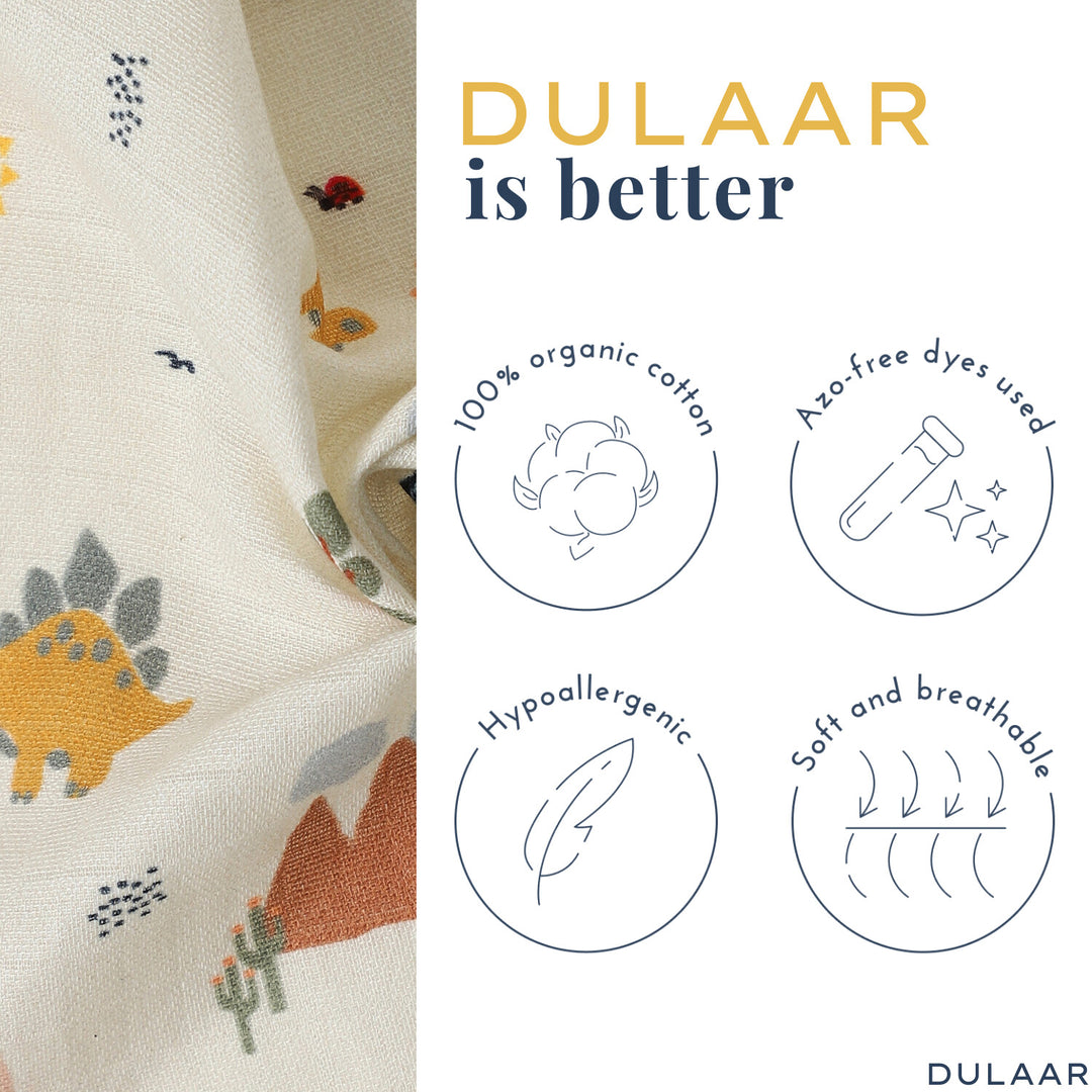 Dulaar Organic Muslin Romper - A Day With Dinos