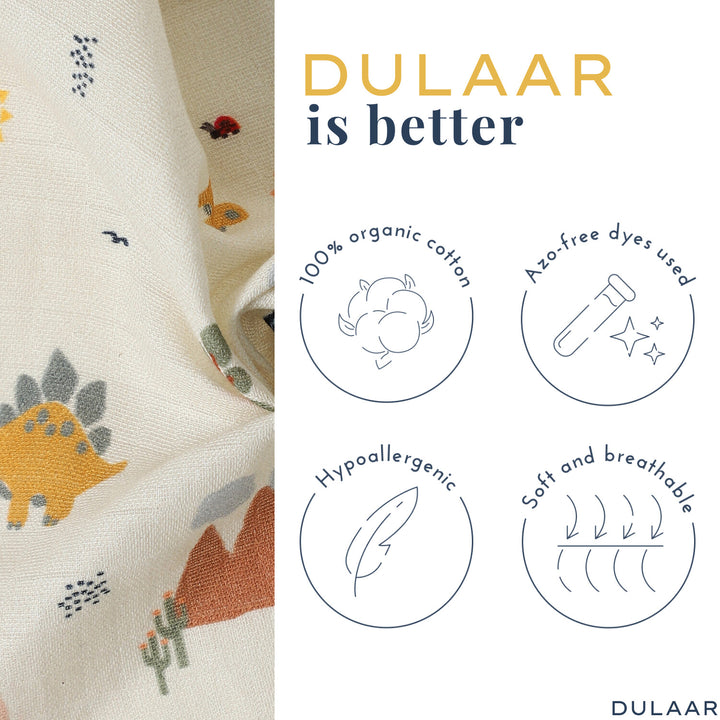 Dulaar Organic Muslin Romper - A Day With Dinos